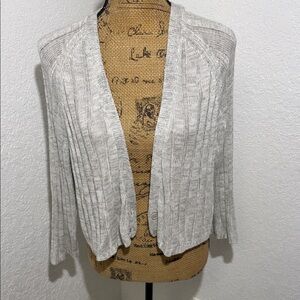 JANA Women's Gray Cropped Two Button Cardigan NWT